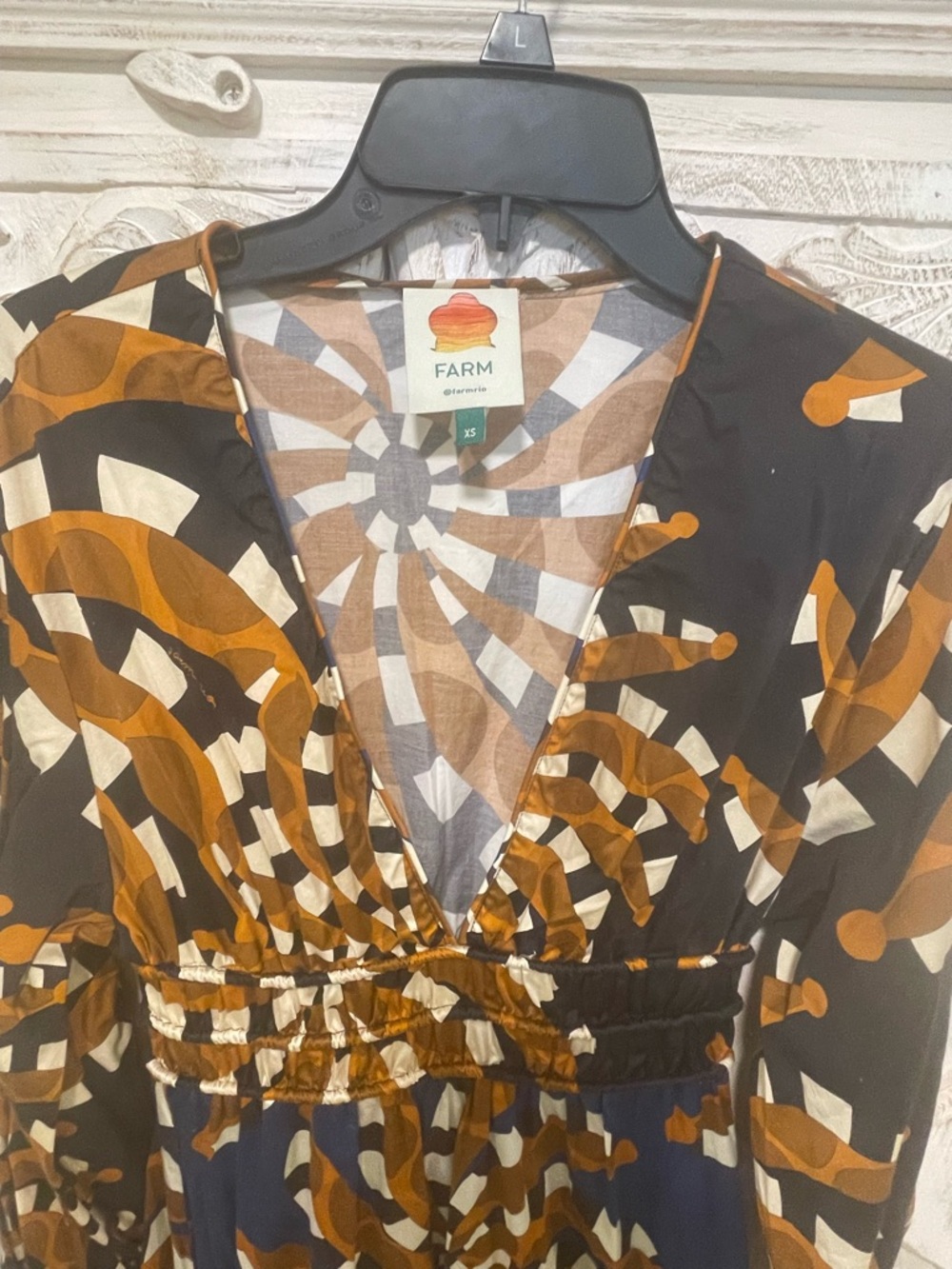 FARM Rio Swirl-Print Maxi Dress in Brown & Navy - Picture 2 of 4